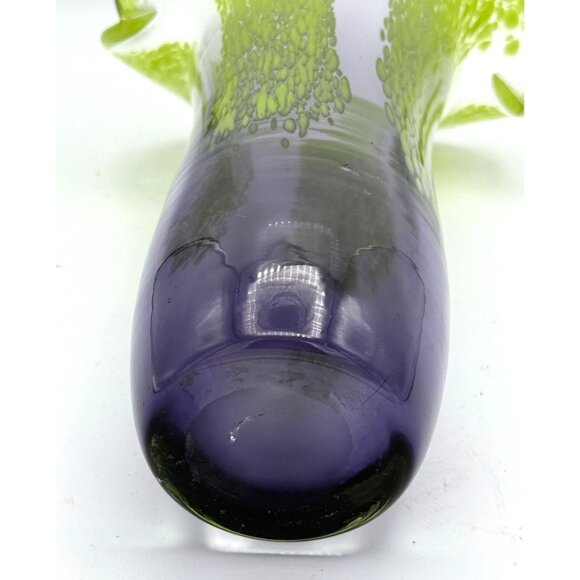 Hand Blown Glass Vase Green /Purple Design by Arthur Nelson Green - Picture 4 of 7